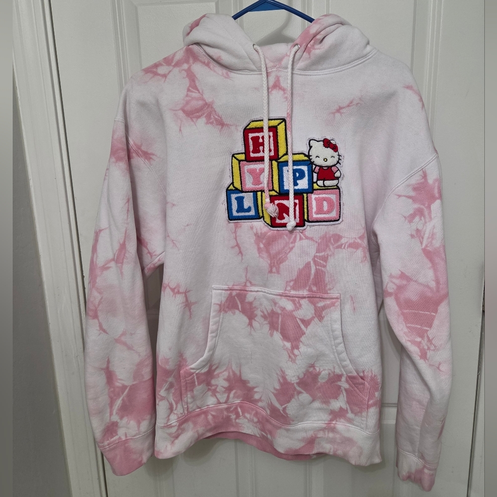 Hello Kitty x Hypland Blocks hoodie tye dye White Pink Size M